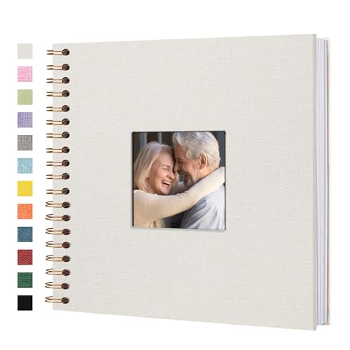 Scrapbook Photo Album, Linen Covered, 10x10 Inches, 40 Sheets/80 Pages | Hardcover Kraft White Pages, Wedding Guest Book, Travel Memory Book, Christmas, Baby Shower Keepsake, Family Album - color: White, size: 10x10 Inch 80 Pages