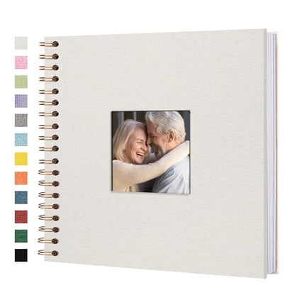 Scrapbook Photo Album, Linen Covered, 10x10 Inches, 40 Sheets/80 Pages | Hardcover Kraft White Pages, Wedding Guest Book, Travel Memory Book, Christmas, Baby Shower Keepsake, Family Album - color: White, size: 10x10 Inch 80 Pages