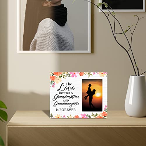 Zauly Grandma Wooden Picture Frame Gift from Granddaughter | Floral Grandmother & Granddaughter Wood Photo Frame Gifts, Tabletop & Wall Mounting, 4X6 Inch Photo - color: Grandma