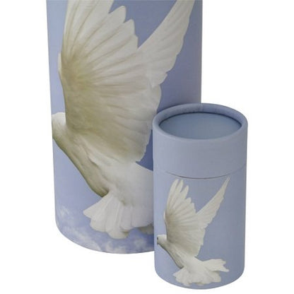 Ascending Dove Scattering Tube - Extra Small, Biodegradable Cremation Urn for Ashes, Extra Small Sized Cremation Urn, 5.25 Inches High - color: Ascending Dove