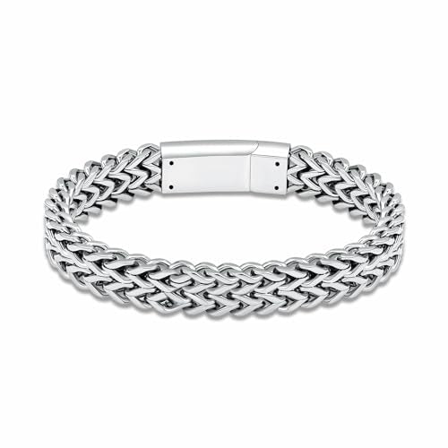 shajwo Cremation Jewelry Urn Bracelet for Human Ashes | Stainless Steel Memorial Keepsake Bracelet,Double Franco Link Bracelet for Women Men - color: Silver 24cm