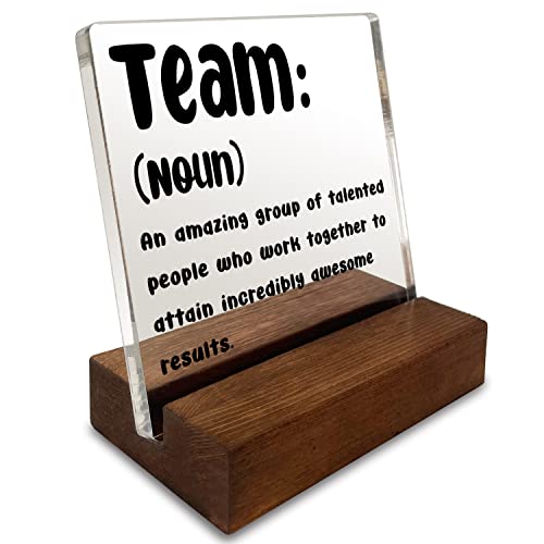 Inspirational Quotes Office Team Desk Sign, Motivational Minimalist Decor Art Acrylic Plaque With Wooden Stand for Home Office, Gift for Women Colleague Friend Coworker - style: Office
