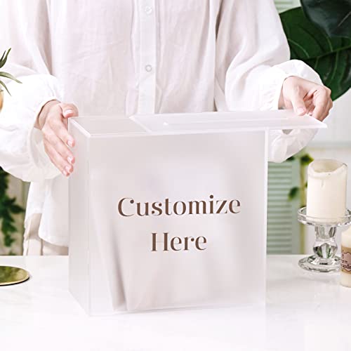 UNIQOOO Frosted Acrylic Wedding Card Box with Slot, Thick DIY Large 10x10x5.5 inch w/No Print, Wedding Receptions Wishing Well Money Box, Birthday, Memory Box, Suggestion Boxes, Acrylic Ballot Box - color: Frosted w/ No Print