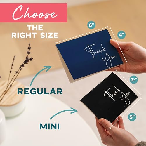 VNS Creations Thank You Cards With Envelopes - 100 Pack 4 x 6 Blank - Black | Thick 30 GSM, Thank You Notes Bulk Box Set & Stickers, Large Note Card Small Business, Wedding, Baby Shower & Bridal Shower - color: Black, size: 100 Pack - 4" x 6" (Value Pack)