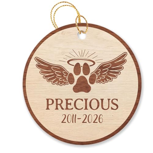 Personalized Memorial Forever Paw Dog Angel Wings Ornament, Custom Name Year Memorial Forever Love Paw Cat Dog Ornament Gift for Pet Owners/Lovers Christmas, Remembrance Ornament for Loss of A Pet - color: Memorial Forever Paw Dog Angel Wings Ornament