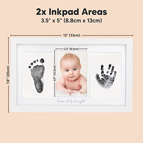 Inkless Hand and Footprint Kit, Boy Girl Newborn Keepsake (Alpine White) | No Mess Ink Pad for Baby Handprint, Clean Touch Paw Print Kit for Dog Picture Frame, Personalized Baby Christmas Shower Gifts - color: Alpine White