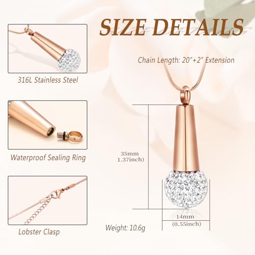 Microphone Cremation Jewelry for Ashes - Memorial Urn Necklace Ashes Holder Stainless Steel Keepsake Pendant Jewelry for Music Lover - color: Rose Gold-A