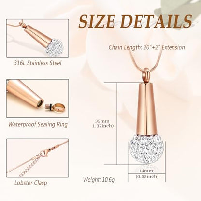 Microphone Cremation Jewelry for Ashes - Memorial Urn Necklace Ashes Holder Stainless Steel Keepsake Pendant Jewelry for Music Lover - color: Rose Gold-A
