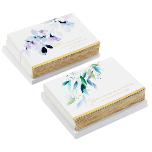 Hallmark Bulk Sympathy Thank You Cards, Assorted 50-Pack (Your Kindness)