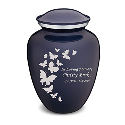 Geturns - Adult Custom Butterfly Cremation Urns for Human Ashes I Cobalt Blue Large Funeral Urn for Female and Male I 200 lbs - color: Cobalt Blue