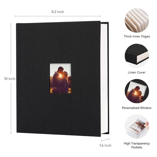 Instax Mini Photo Album with Writing Space, 112 Pockets, Black | Compatible with 2x3 inch & Polaroid Pictures, Recessed Clear Pockets, Wedding Guest Book and Family Memories - color: Black, size: 112 Pockets