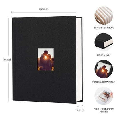 Instax Mini Photo Album with Writing Space, 112 Pockets, Black | Compatible with 2x3 inch & Polaroid Pictures, Recessed Clear Pockets, Wedding Guest Book and Family Memories - color: Black, size: 112 Pockets
