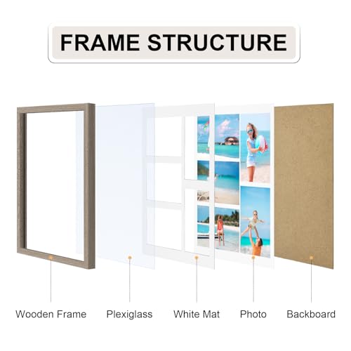 Vittanly 11x14 Collage Picture Frame, Displays 5Pcs 4x6 Photos, Light Taupe - color: Light Taupe, size: 11x14