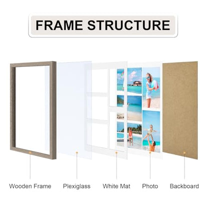 Vittanly 11x14 Collage Picture Frame, Displays 5Pcs 4x6 Photos, Light Taupe - color: Light Taupe, size: 11x14