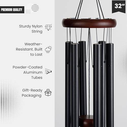Memorial Wind Chimes for Loss of Loved One, Windchimes in Memory of a Loved One, Sympathy Gift Baskets, Bereavement Condolence Gifts, Memorial Gifts for Loss of Mom, 32" Sympathy Butterfly, Black - size: 32" Butterfly
