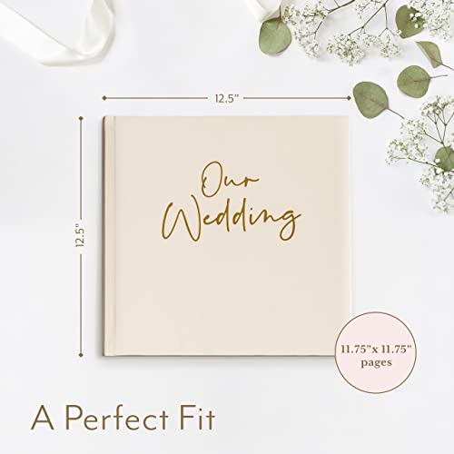 Your Perfect Day Personalized Large Memory Book for Family, Wedding, Anniversary, Guest Memory Book - Photo Album Scrapbook - 50 Blank Pages Can Fit 200 Pictures - Wedding Scrapbook Album (Gold&Cream)