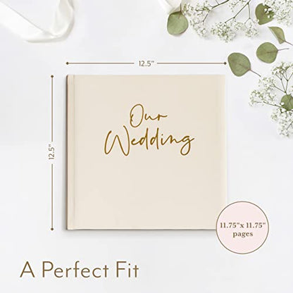 Your Perfect Day Personalized Large Memory Book for Family, Wedding, Anniversary, Guest Memory Book - Photo Album Scrapbook - 50 Blank Pages Can Fit 200 Pictures - Wedding Scrapbook Album (Gold&Cream)
