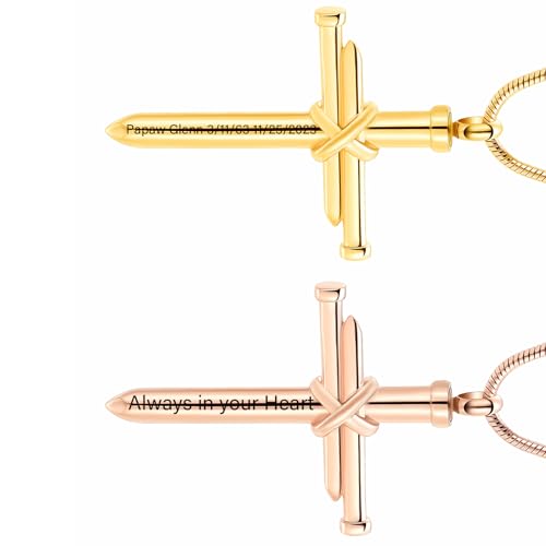Cremation Jewelry for Ashes Pendant - Cross Urn Necklace with Mini Keepsake Urn Memorial Ash Jewelry - color: Customize-Style 2