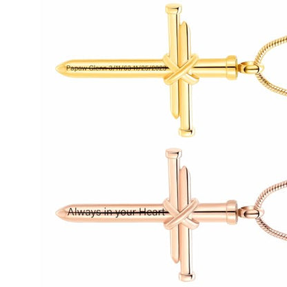 Cremation Jewelry for Ashes Pendant - Cross Urn Necklace with Mini Keepsake Urn Memorial Ash Jewelry - color: Customize-Style 2