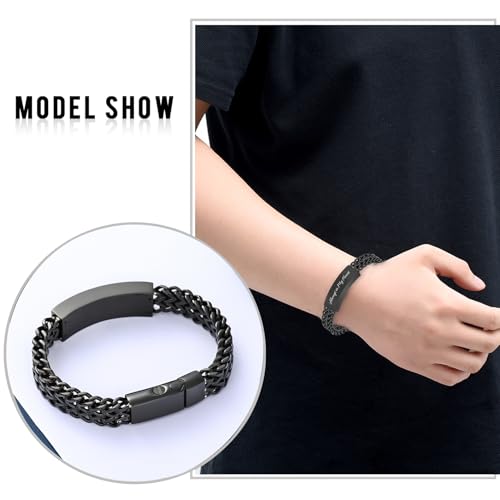 constantlife Cremation Bracelet for Ashes for Men - Stainless Steel Cuban Link Urn Bracelet Keepsake Ash Holder Cremation Memorial Jewelry - color: Always in My Heart-Black