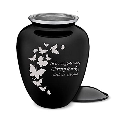 Geturns Embrace Adult Custom Butterfly Cremation Urns for Human Ashes I Black Large Funeral Urn for Female and Male I 200 lbs - color: Black
