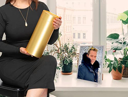 Memorial Collection Scattering Tube, Biodegradable Urn for Human Ashes, Scattering Ashes, Eco Urn (Mini Pure Gold Scatter Bio Urn