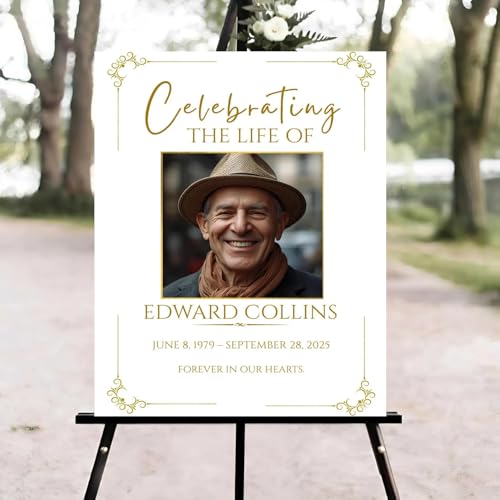 Elegant Funeral Welcome Sign, Celebration of Life Welcome Sign, in Loving Memory Sign, Celebration of Life, Celebration of Life Sign, Memorial Sign with Photo,Funeral Welcome Signs &5 - color: Version #16
