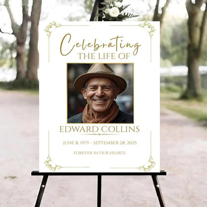 Elegant Funeral Welcome Sign, Celebration of Life Welcome Sign, in Loving Memory Sign, Celebration of Life, Celebration of Life Sign, Memorial Sign with Photo,Funeral Welcome Signs &5 - color: Version #16