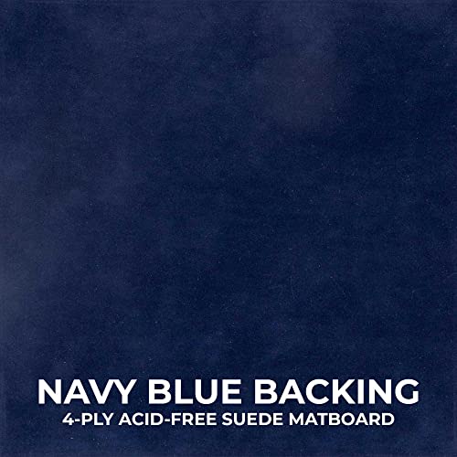 16x20 Shadow Box Frame Black Wood | with a 3/4" Usable Display Depth | Includes a Navy Blue Real Suede Texture Acid-Free Backing Board, UV Resistant Acrylic, and Hanging Hardware