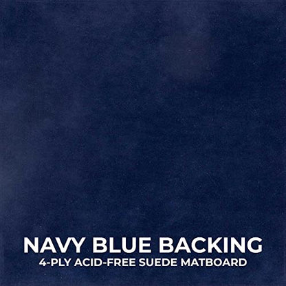 16x20 Shadow Box Frame Black Wood | with a 3/4" Usable Display Depth | Includes a Navy Blue Real Suede Texture Acid-Free Backing Board, UV Resistant Acrylic, and Hanging Hardware