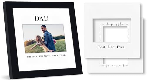 Americanflat Dad Picture Frame - Use as 4x6 Frame with 3 Interchangeable Mats or Display 8x8 Photos without Mat - Signature Collection - Black - size: 8x8, style: Dad Picture Frame