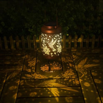 Cawalap Birthday Day Gifts for Women, Solar Lanterns Outdoor Waterproof | Hummingbird Hanging Solar Lights Outside Gardening Gifts, Garden Decor, Mothers Day Gifts for Mom Grandma,