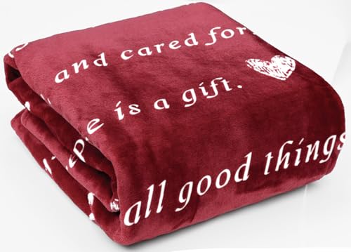 Compassion Blanket (Brand)- Strength Courage Super Soft Warm Hugs, Get Well Gift Blanket Plush Healing Thoughts Positive Energy Love & Hope (Burgundy, 50 x 60 Fleece) - color: Burgundy, size: 50 x 60 Fleece