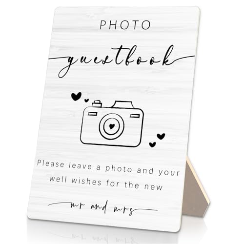 Photo Guest Book Sign Wooden Stand 5x7inch, Wedding Guest Book Sign,Photo Guest Book Wedding Reception Guestbook Desk Decor, Wedding Gifts For Mr And Mrs - color: Photo 02, size: 5x7inches