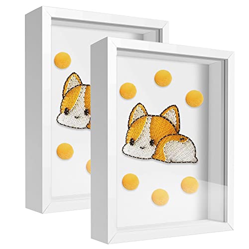 5x7 Small Shadow Box Frame Display Case, Display Case Box for Memorabilia, Medal, Wedding Memories, Crafts, Tickets and Photos (2Pcs-White, 5x7) - color: 2pcs-white, size: 5x7