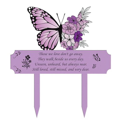 Rngmsi Metal Purple Butterfly Memorial Garden Grave Stake Loss Loved One | Metal Purple Butterfly Memorial, Loss Loved One, Cemetery Yard - style: Butterfly