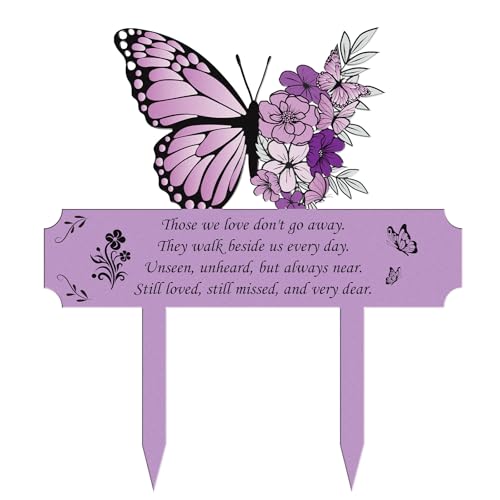 Rngmsi Metal Purple Butterfly Memorial Garden Grave Stake Loss Loved One | Metal Purple Butterfly Memorial, Loss Loved One, Cemetery Yard - style: Butterfly