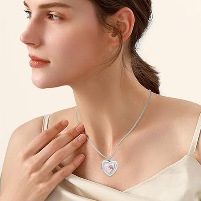 zeqingjw Glass Cremation Jewelry - Round Heart Memorial Urn Necklace for Ashes of Loved One - Stainless Steel Human Pet Dog Cat Keepsake Urn Pendant - color: A-Silver