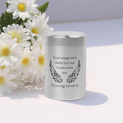 2.7 inch Small Urns for Ashes - Set of 4, Aluminium Mini Urns, Cremation Urns for Human Ashes, Ashes Holder, Small Keepsake urns-in Loving Memory, Silver - size: Wing-Silver