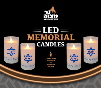 Ner Mitzvah Electric Yahrzeit Candle - LED Votive Candles - Flameless Memorial Candle - size: 1-Pack