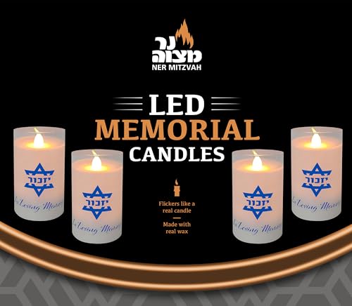 Ner Mitzvah Electric Yahrzeit Candle - LED Votive Candles - Flameless Memorial Candle - 2 Pack - size: 2-Pack