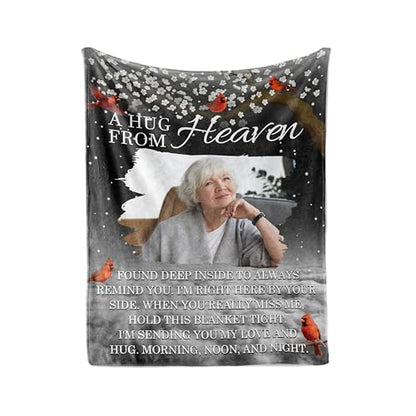 Vsmoedb Custom Memorial Blanket with Pictures for Loss of Loved One - color: Select14