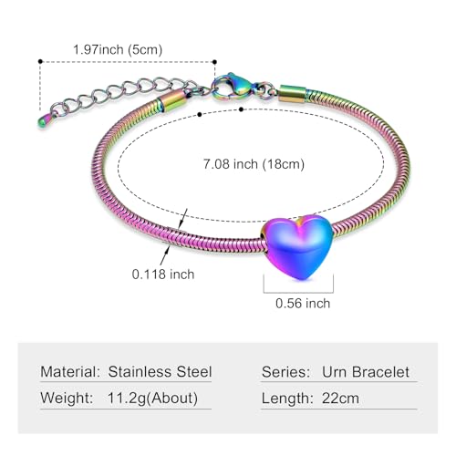 Imrsanl Heart Urn Bracelet for Ashes Cremation Jewelry for Women - color: Colorful
