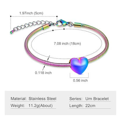 Imrsanl Heart Urn Bracelet for Ashes Cremation Jewelry for Women - color: Colorful