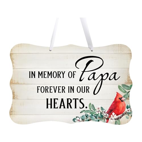 LifeSong Milestones Memorial Wall Hanging Signs Bereavement Keepsake Condolence Funeral Gift For Loss of Loved One 8x12 (In Memory Of Papa Forever (White)) - color: In Memory Of Papa Forever (White)