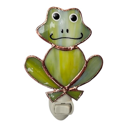 Gift Essentials Green Frog Plug-in Night Light - Stained Glass Nightlight | Green Frog Stained Glass Plug-in Nightlight with On/Off Rocker Switch. Includes One 4-Watt Replaceable Warm-Glow Bulb. - color: Frog