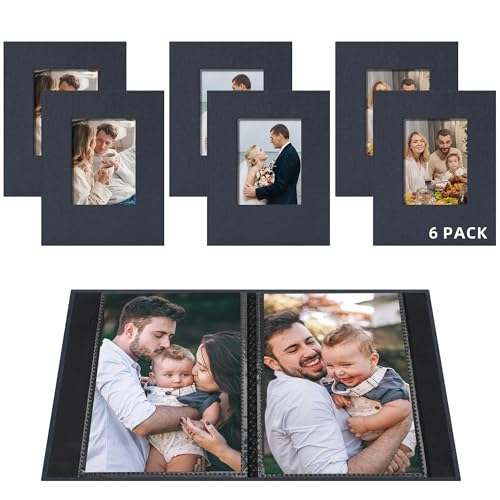 Small 4x6 Photo Album 24 Pockets Linen Cover Gray Blue 6 Pack - color: Gray Blue, size: 24 Pockets 6 Pack