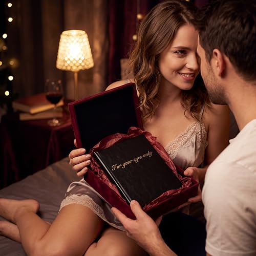 AmazingSpark Boudoir Photo Album for Your Eyes Only Black Leather Self Adhesive with 4x6 Inch, 5x7 Inch Photo Book Gift for Him Husband Boyfriend Groom Wedding Bridal Shower Wedding Anniversary(7x6") - size: 7x6"