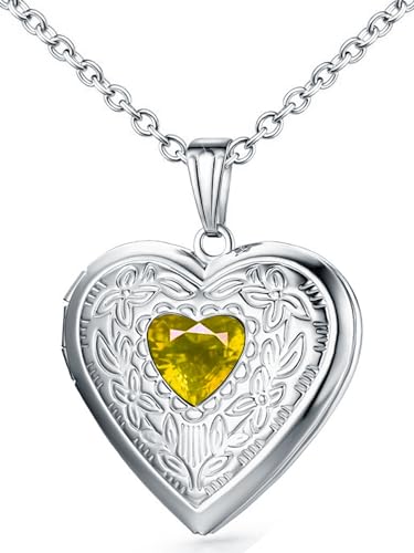 Locket Necklace That Holds Pictures Birthstone Lockets for Women Photo Locket - style: November-birthstone