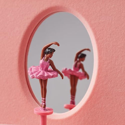 Lenox Childhood Memories Black Ballerina Jewelry Box, Silver/Pink | silverplate over stamped steel | wind-up musical design | keepsake jewelry organizer gift | 4.25 inch - style: African American Ballerina